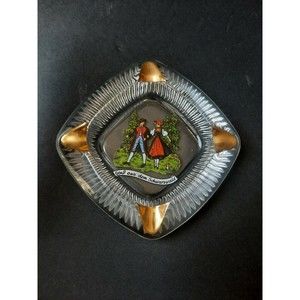 Vintage "grub aus dem schwarzwald" Black Forest Germany 5" heavy glass ashtray
